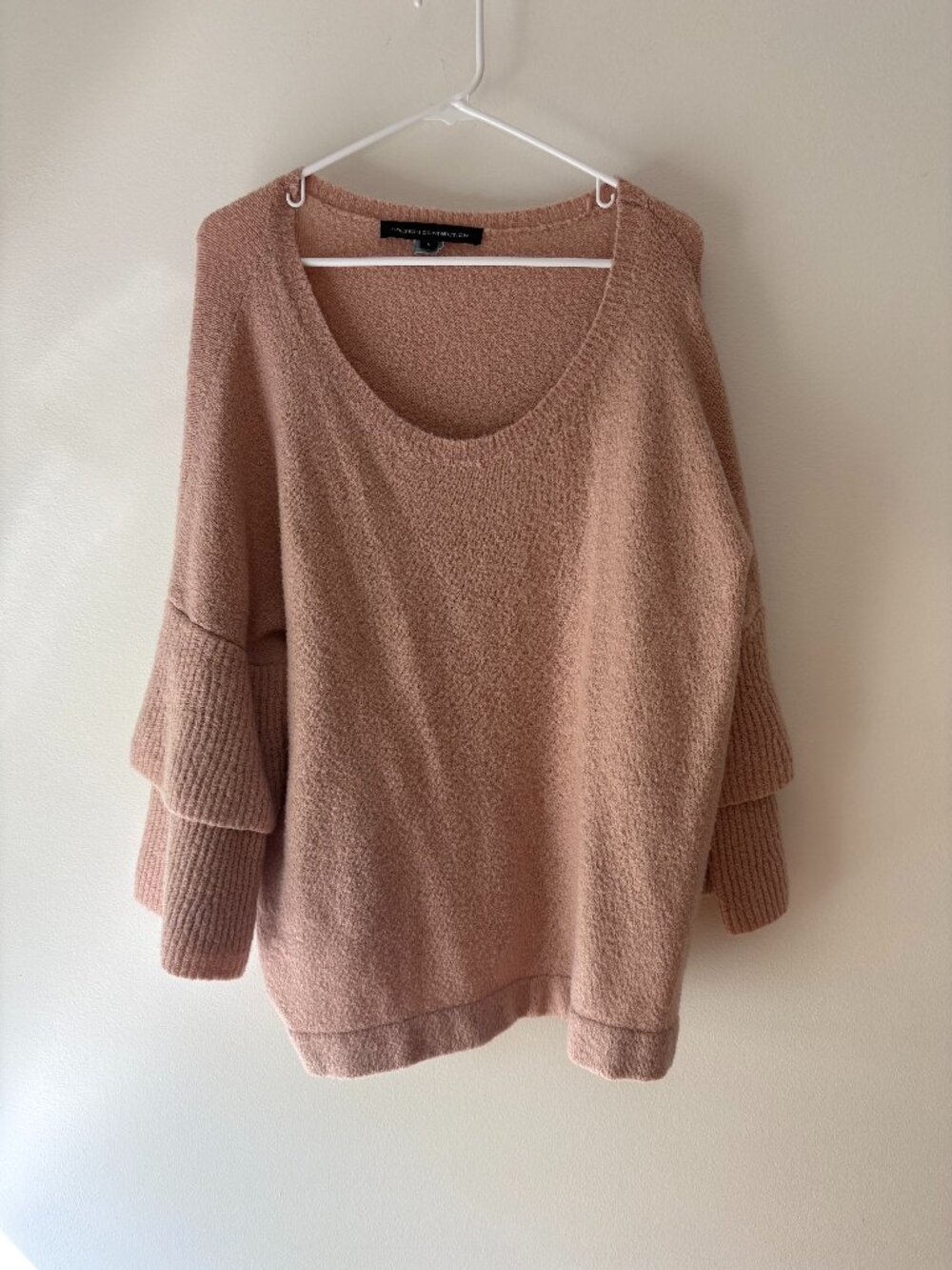 French Connection Flossy Sleeve Knit Sweater 🩰 Dusty Rose Pink Sz L